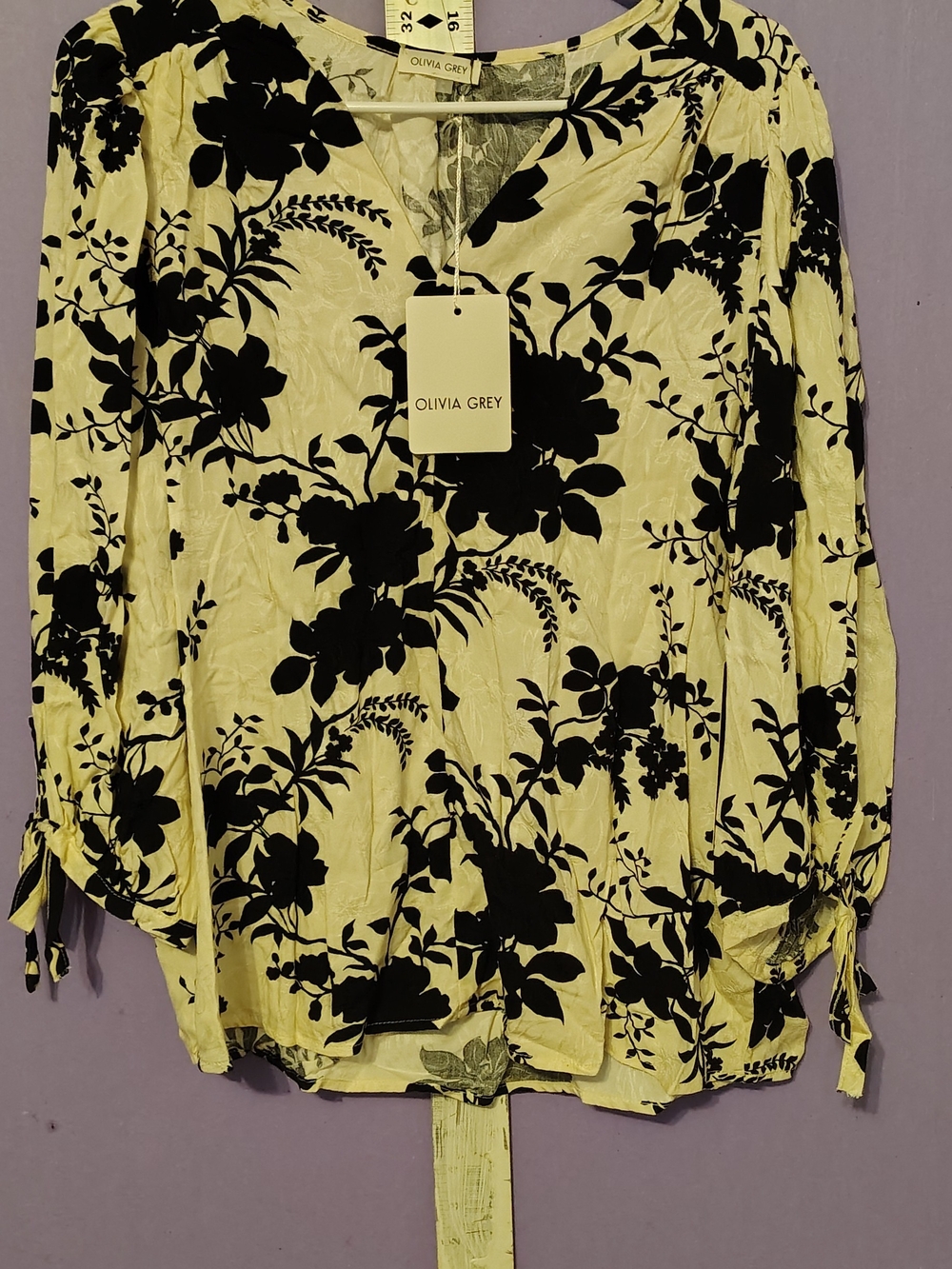 Olivia Grey Peasant Blouse, XL